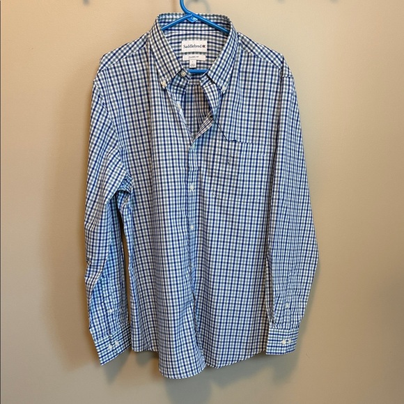 Saddlebred Other - Saddlebred Size Large Blue Green White Checked Button-Down Cotton/Poly Shirt